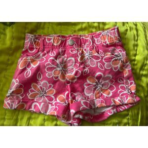 Gymboree Girls Pink Glitter Floral Print Shorts Size 7 GUC